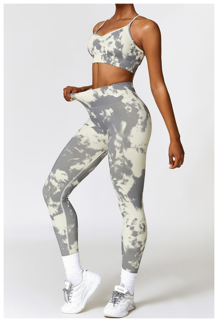 Lucky Label Fitness Set: Active Womens Crop Top & Leggings Elastic