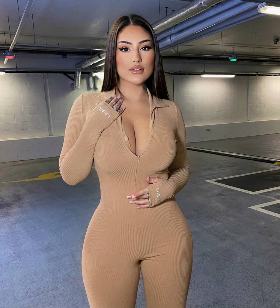 LUCKY LABEL WOMENS Long Sleeve Ribbed Jumpsuit Body Tops Bodysuit Shorts  Unitard £11.99 - PicClick UK